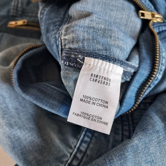 Free People x Sandrine Rose Deep Zip Denim Slouchy Jumpsuit Size Med - Picture 13 of 15